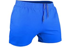 Muscle Alive Men Running Shorts with Pockets Athletic Clothing French Terry Cotton with 3 or 5 Inch