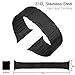 VELSENX Wrist Band for 42mm Stainless Steel Metal Replacement Bands with Double Button Folding Clasp, Link Remover Included (Black)