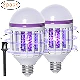 Wellgoo 2 Pack Mosquito Killer Lamp, 2 in 1 Bug Zapper Light Bulbs, Fits 110V E27 Light Bulb Socket, Suit for Outdoor and Indoor