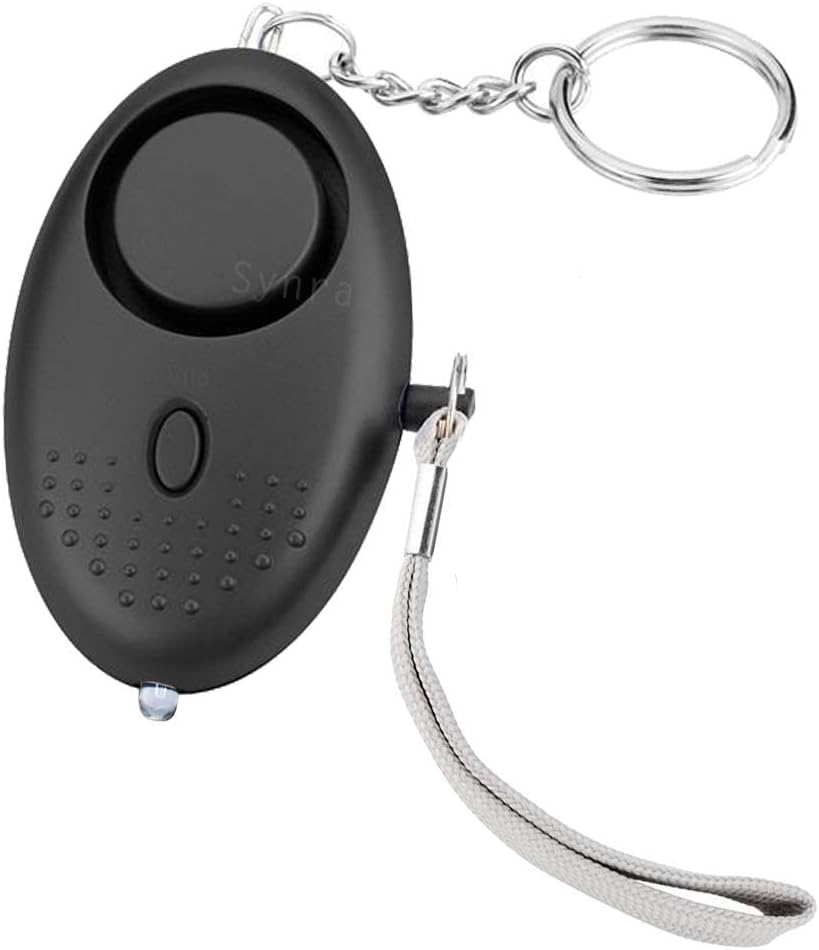Synra Personal Alarm with Keychain, Clear, Loud Sound Brings Help, Easy, Quick Pull-Pin for Elderly and Kids, Small Light-weight Security and Flashlight for Joggers, Handbag, Must have For Emergencies