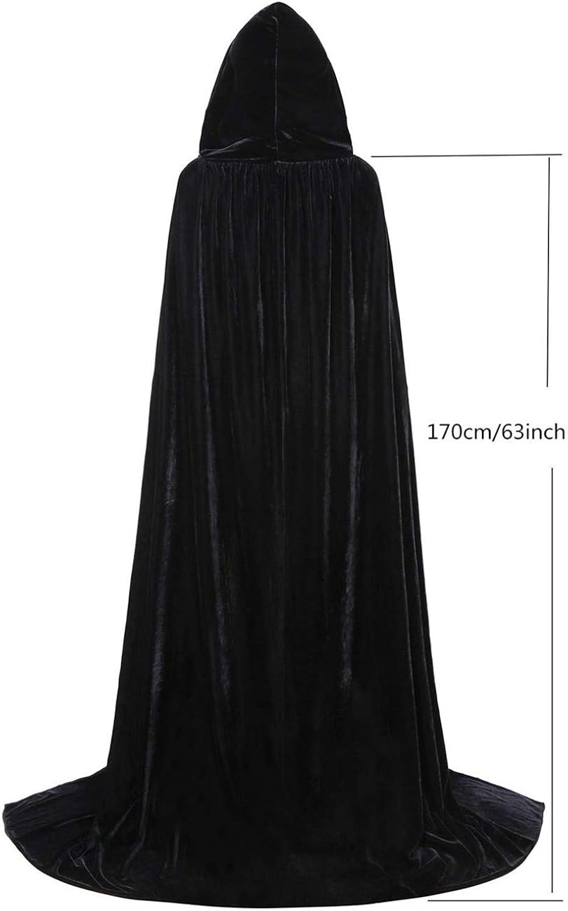 Unisex Gray Mesh Velvet Starry Adult Cape Full Length Hooded Robe Halloween Cloak: Clothing