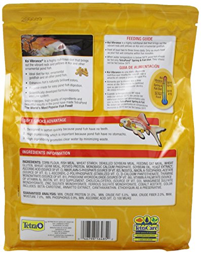 TetraPond Koi Vibrance Soft Sticks, Floating Pond Fish Food for Koi Fish and Ornamental Goldfish, 2.42 lbs
