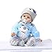 Nicery Reborn Baby Doll Soft Simulation Silicone Vinyl 22inch 55cm Magnetic Mouth Lifelike Boy Girl Toy Blue Dog