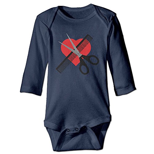 Scissors & Comb & Heart Haircut Unisex Baby Cotton Long-Sleeve Bodysuit Romper Tank Tops 6 M
