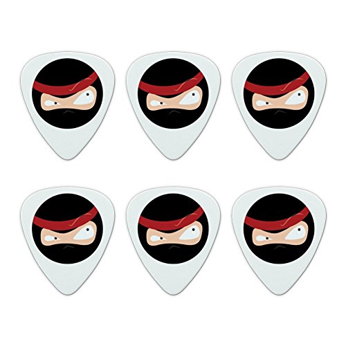 Ninja Face Head Funny Novelty Guitar Picks Medium Gauge - Set of 6