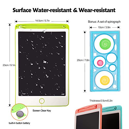 LCD Writing Tablet Drawing Board - 8.5 Inch Colorful Screen Electronic Writing Doodle Pad Children Preschool Learning Educational Handwriting Pad for Note Memo Boy Girl Toy Gift (8.5inch, Green)