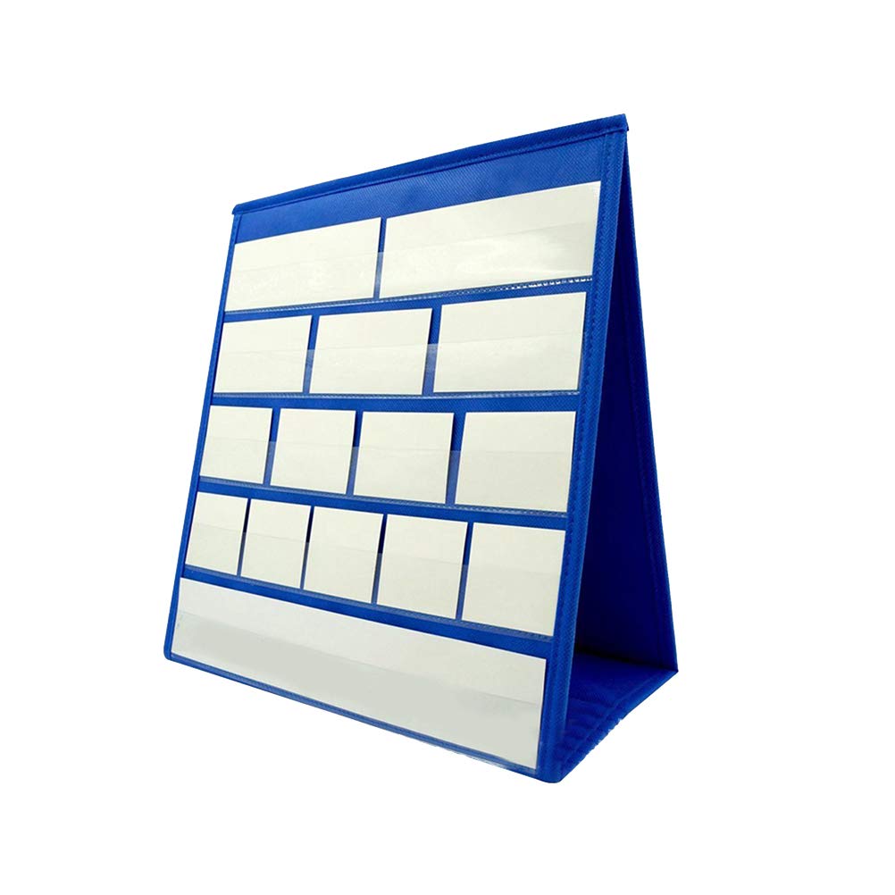 Toyvian Desktop Pocket Chart Self-Standing Tabletop Desktop Cards Sentence Strips File Holder for Individual Group Usage Classroom or Home(43 * 33cm)