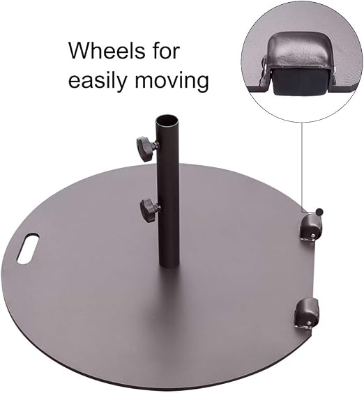 Sorara Umbrella Base Stand Weights 55 Lbs Steel Market Patio Umbrella Base 27 Inch Diameter Brown