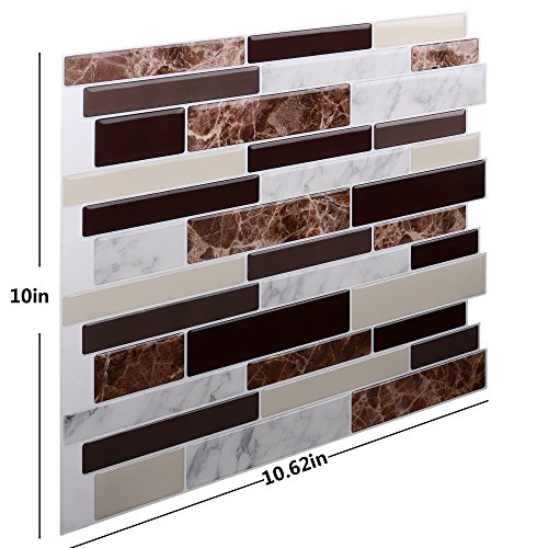 Vamos Tile Premium Anti Mold Peel and Stick Tile Backsplash,Stick On Backsplash Wall Tiles for Kitchen & Bathroom-Removable,Self Adhesive-10.62" x 10" (6 Sheets)