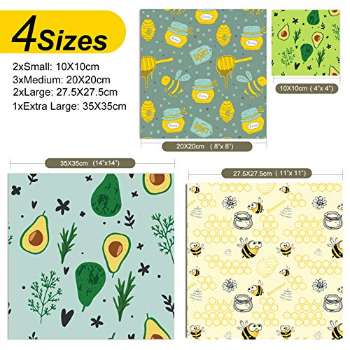 Bienenwachstücher wachstücher, 8er Set – Bio Wickeltücher aus Bienenwachs – 100% Natürlich & Umweltfreundlich Bienenwachstuch Wachstücher groß Beeswax wrap – Wiederverwendbar - Lebensmittelecht