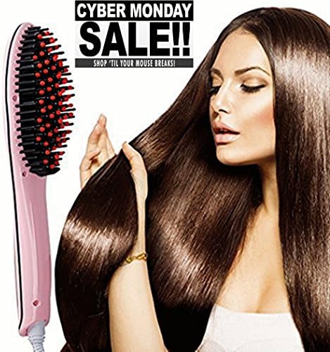 Hair Straightener Brush Set Curly Natural Hair Straightener Anion Hair Care Straightening Irons Detangling Hair Brush Pink