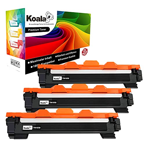 Koala Compatible Toner Cartridge Replacement for Brother TN1050 TN-1050 for Brother HL-1110 HL-1212W DCP-1612W MFC-1910W HL-1210W DCP-1512 MFC-1810 DCP-1510 HL-1112 Printer (Black, 3 Pieces)