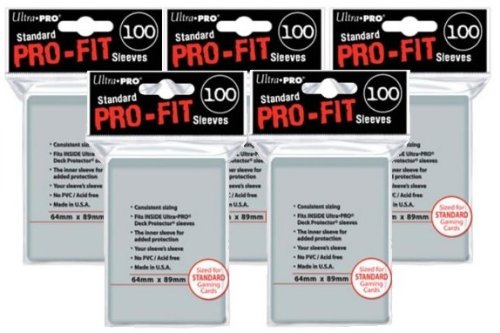 (x500) ULTRA PRO Soft Card Sleeves *PRO-FIT* MTG Pokemon STANDARD Deck Size (5 packs of 100)