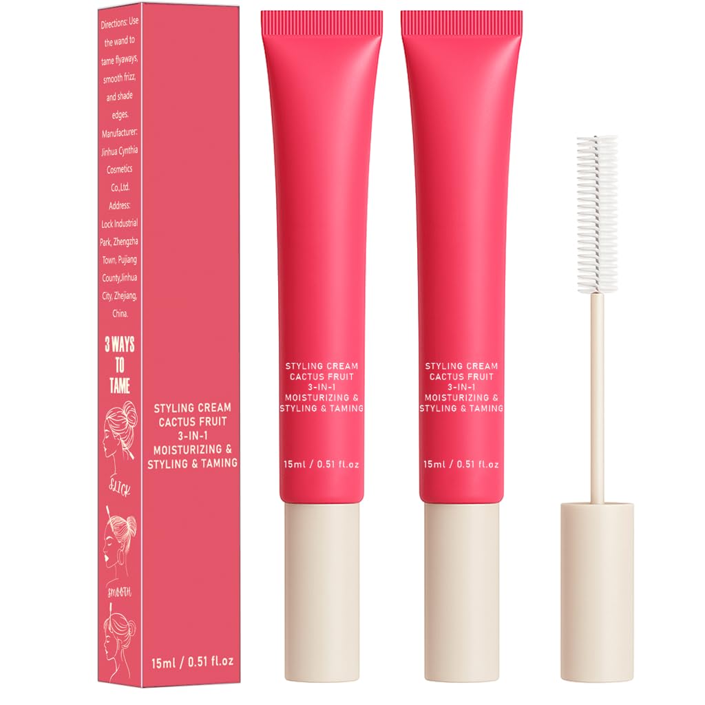 Photo 1 of 2 Pack Hair Cactus Fruit 3-in-1 Hair Styling Cream & Flyaway Taming Wand – Sleek Finish, Frizz Control, Edge Smoothing & Hair Shine | Natural Oils Formula | Lightweight, Non-Greasy