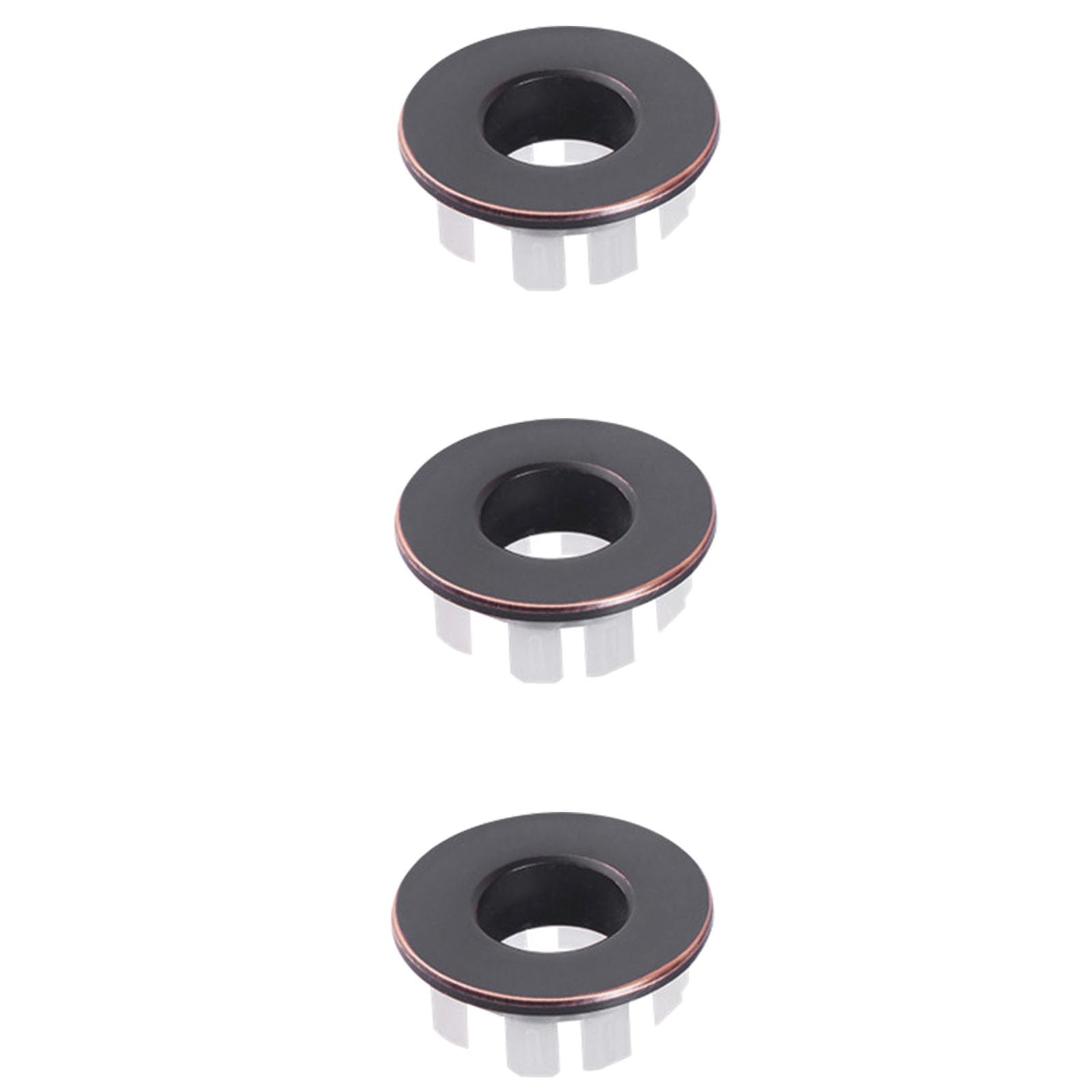 Overflow Rings, Copper Sink Overflow Caps, Round Basin Drain Hole Covers for Bathroom, Kitchen, 3 Pcs, Black copper