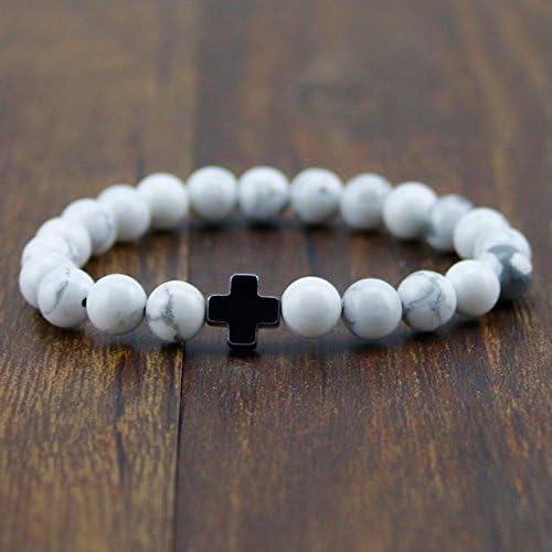 Black White Matte Onyx Buddha Wood Braclets Natural Stone Silver Plated Charm Bangles