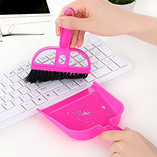 Wetietir Mini Desktop Dustpan and Broom Cleaning Keyboard Brush (Random)