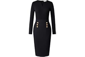 GRACE KARIN Women's 2026 Fall Henly V Neck Business Work Dress Long Sleeve Bodycon Midi Elegant Office Sheath Dress