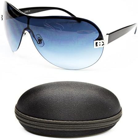 D102a-CC Designer Eyewear Oversized Shield Sunglasses (11 Silver/Black, uv400)