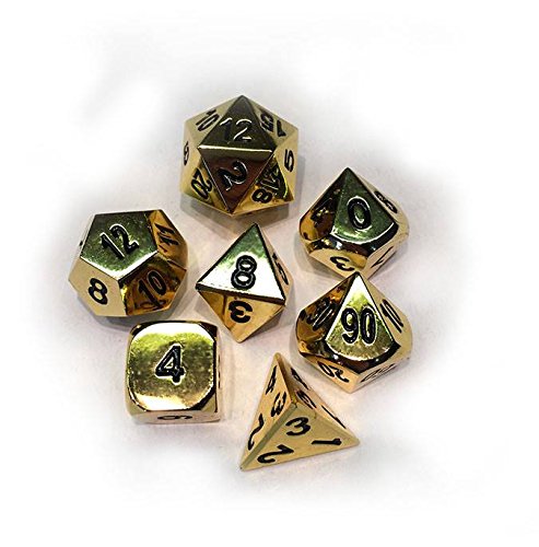 Metal Dice Polyhedral Set of 7 die (7) Gold