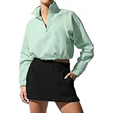 INFITTY Women's Lightweight Jacket Cropped Long Sleeve Workout Tops Quarter Zip Pullover Athletic Shirts