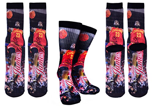 Forever Fanatics Cleveland Lebron James #23 Basketball Crew Socks ✓ Lebron James Autographed ✓ One Size Fits All Sizes 6-13 ✓ Ultimate Basketball Fan Gift (Size 6-13, James #23)