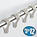 mDesign Modern Textured Plastic Bathroom Shower Curtain Liner Hook Rings, Easy Glide, Clips Over The Shower Rod, Snaps Securely - 12 Pack - Metallic/Clear