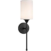 XiNBEi Lighting Wall Sconce Lighting, Classic 1 Light Black Bathroom Sconce Vanity Light with Fabric Shade for Corridor Bedro
