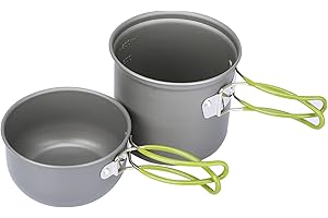 G4Free 2/4/13 PCS Camping Cookware Mess Kit Hiking Backpacking Picnic Cooking Bowl Non Stick Pot Knife Spoon Set