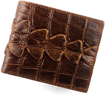 Hera jewy Men Crocodile Pattern Genuine Leather Wallet Short Money Clip,Coffee
