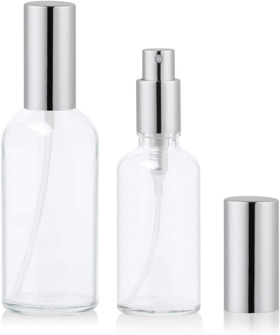 Glass Spray Bottle for Essential Oils, Perfume Atomizer, Fine Mist Spray,Refillable, Empty, Clear (2ozx1,4ozx1)