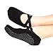 Cooque Yoga Socks Non Slip Skid with Grips Barre Socks Pilates Socks for Women Girls 4 Pack by (Black-Bandage-4 Pack)