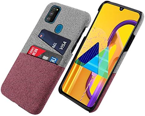 EASYCOB Back Case For Samsung Galaxy M30s, Premium PU Leather Wallet Case with Card Holder with 2 Card Slots Ultra Slim Hard Shell Shockproof Anti Scratch Cover,Red