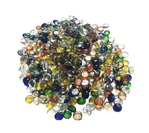 Dashington Flat Mixed Color Glass Gems, Marbles