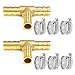 Da by 2 pcs 3/8" ID Brass Hose Barb Fittings,6 pcs Stainless Steel Pipe Clamps,T Shaped 3 Way Union Intersection for Water/Fuel/Air