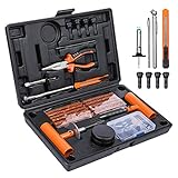 MATCC 76Pcs Tire Repair Plug Kit Heavy Duty Flat Tire Repair Kit Universal Tire Repair Tools & Tire Repair Set for Car Motorcycle Truck RV Jeep ATV Tractor Trailer Tire Patch Kits Puncture Repair Kit