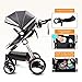 cynebaby Infant Toddler Baby Stroller Carriage Compact Pram Strollers add Tray (Black)