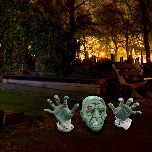 Halloween Outdoor Decorations, Zombie Yard Lawn Stakes with Head Face