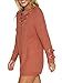 Simplee Apparel Women's Long Sleeve Lace up Knit Pullover Sweater Dress Red,One Size
