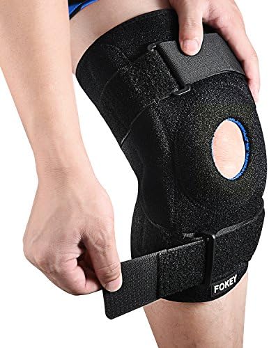 FOKEY Knee Brace, Knee Sleeve : Compression Adjustable Knee Support Strap, Open Patella Protector Wrap for Pain Relief, Arthritis, ACL, Sports and Injury Recovery, Breathable Neoprene Sleeve - Single