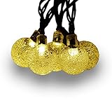 Amaz-Play Outdoor Solar String Lights - Decorative Globe Led Lighting for Christmas Tree, Party, Patio, Garden, Home - 20ft 30 LED Color Warm White ()