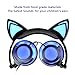 Baztoy Kids Headphones with Cat Ear Adjustable LED Lights Wired On-ear Rechargeable Headsets 85dB Volume Limited 3.5 mm Jack for Children Halloween and Christamas Gift (Blue)