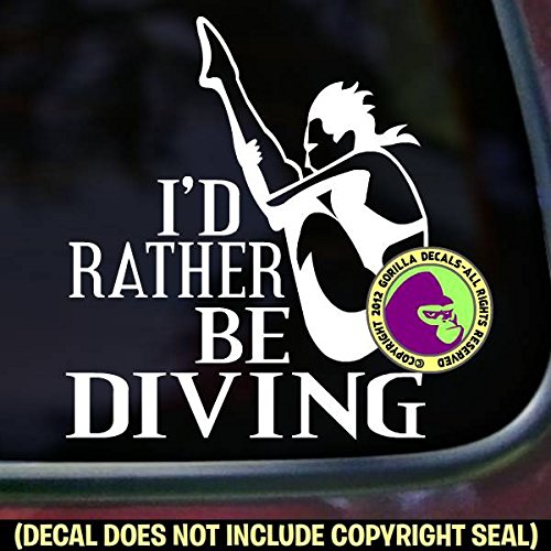 RATHER BE DIVING Springboard Diver FEMALE Vinyl Decal Sticker A - Thumbnail 6