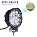 LED Light Bar YITAMOTOR 4Pcs 4Inch 27W Round LED Work Light Pod Lights Bulb Flood Beam Off Road Driving Light Fog Lights Waterproof Truck Car ATV SUV Boat 4WD ATV 12V,2 Years Warranty