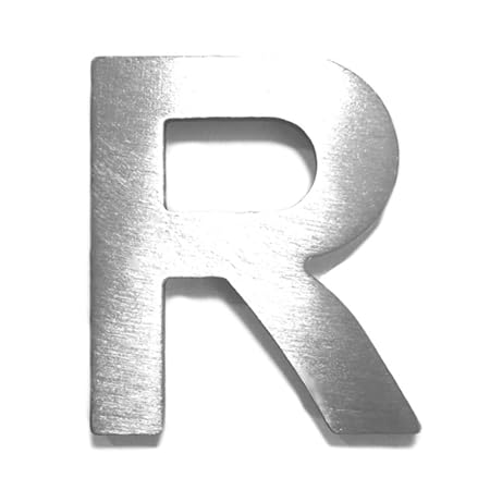 Individueller Metall-Buchstabe “R” aus gebürstetem Edelstahl – Höhe 4cm – Hausnummer, Zimmerbeschriftung, Bürobeschriftung, T