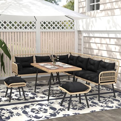 YITAHOME L-Shaped Patio Furniture Set, All-Weather Rattan Outdoor Conversation…