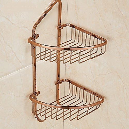 KIEYY Double Deck Rack, Double Deck Corner Rack, Bathroom, Bathroom, Bathroom, Shower Stand, Side bar,Blue Rose Gold