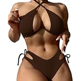 Favnac Sexy Bikini for Women Underwire Swimsuits Spaghetti Strap Swimwear Criss Cross Halter Bathing Suit 2 Piece