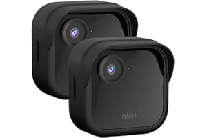 QOPOTO Silicone Case Cover for All-New Blink Outdoor 4 (4th Gen) - Weatherproof Protective Skin Cover with Hat Brim for All-New Blink Outdoor 4 Smart Security Camera (Black, 2 Pack)