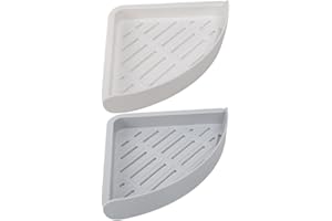 TEHAUX 2pcs Punch-Free Wall Mounted Corner Shelf Bathroom Storage Rack Plastic Organizer for Kitchen and Toilet